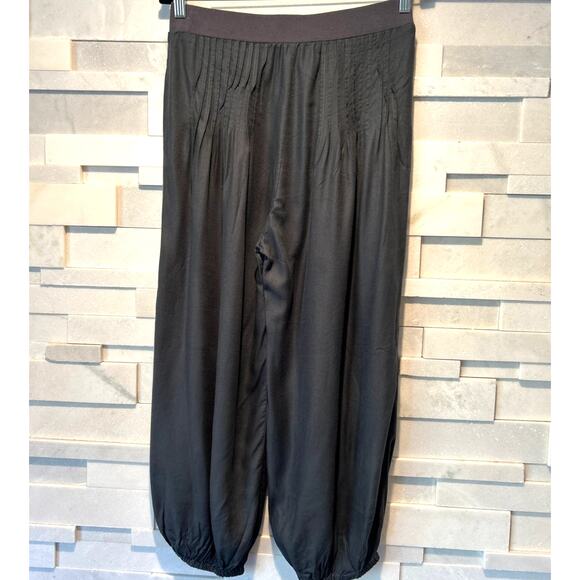 SPORTSGIRL Lagenlook pintuck cropped harem viscose joggers pants drapey gray 10 - Picture 1 of 6